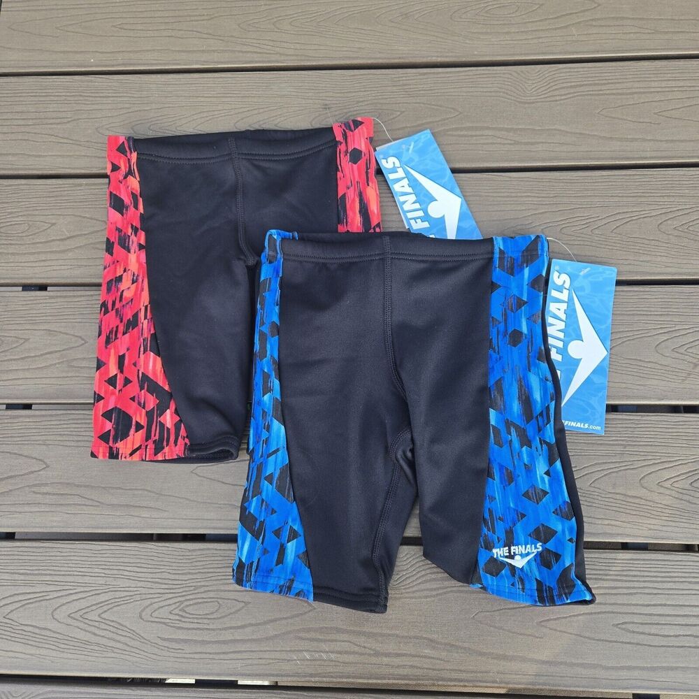 TYR The Finals Boy Omega Splice Red Blue Splice Swim Jammer  Sz 22 NEW Bundle